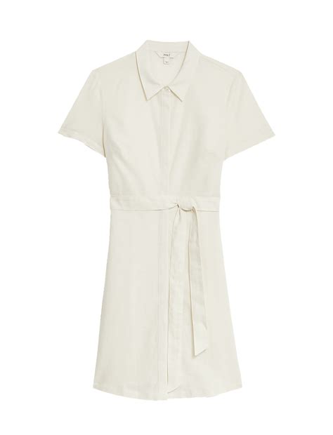 Buy Linen Rich Mini Shirt Dress at Marks & Spencer
