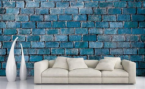 Decorative Design Blue Brick Textured Peel and Stick Wallpaper | Self ...