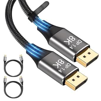 CABLEDECONN 8K Displayport 1.4 Cable 3ft/2pcs, 8K@120Hz 4K@240Hz, 32 ...