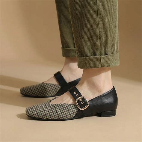 Black Houndstooth Mary Jane Flats – Dip Your Toes