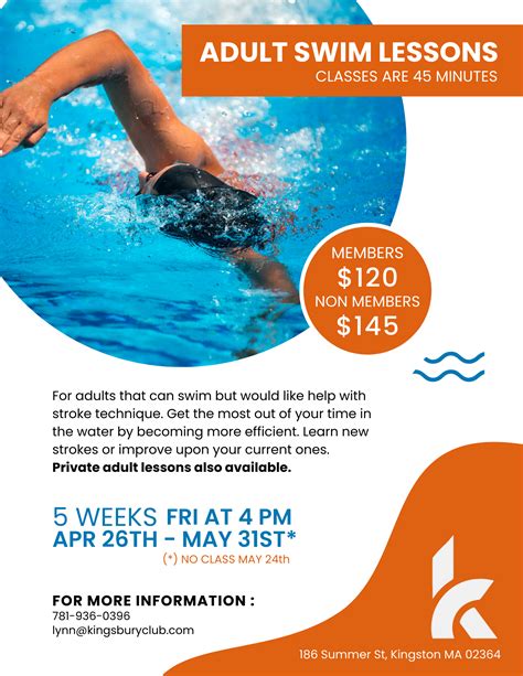 Adult Swim Classes | Kingsbury Club and Spa