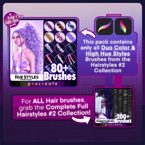 Procreate Dual Color Hair Brushes Braids, Twists, Curls, Locs, Afro ...