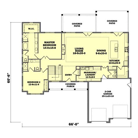 Single-Story, 2-Bedroom Contemporary House with Mudroom (Floor Plans ...