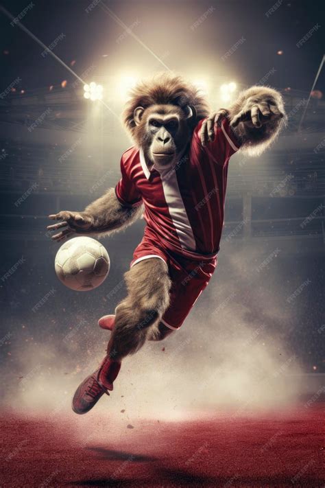 Premium AI Image | anthropomorphic monkey soccer player generative ai