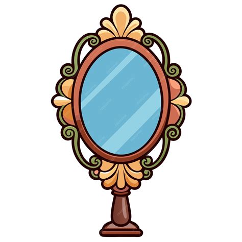 Vintage mirror clip art Vector Design with a White Background | Premium ...