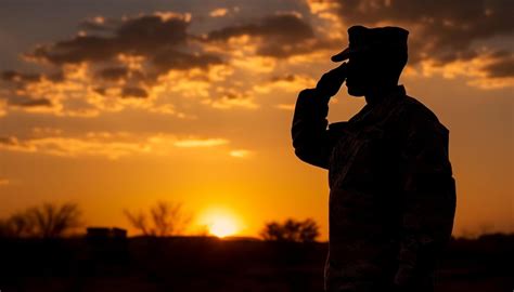 Silhouette of army soldier saluting at sunset generated by AI 24743226 Stock Photo at Vecteezy