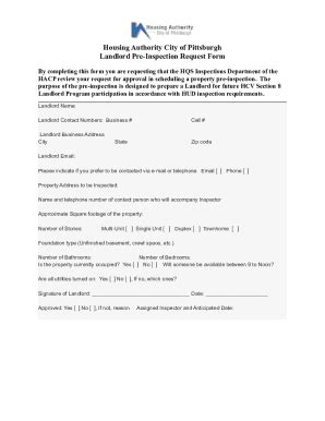 Fillable Online Pre-Inspection Landlord Request Form.docx Fax Email ...