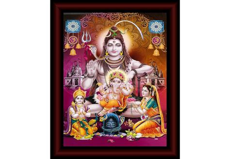 SAF paintings UV Textured 'Shiv Parivar' Digital Reprint Painting (9.5 ...