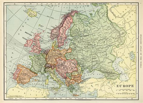 Map Of Europe Vintage