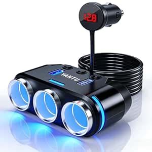 Offeree 3 Cigarette Lighter Sockets with 2 Ports, USB Charger, Maximum ...