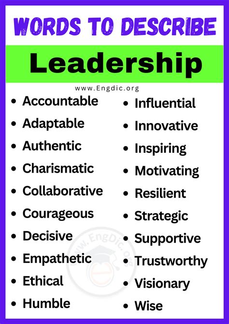 Words To Describe A Leader