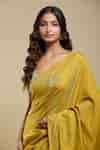 Buy Yellow Tissue Embroidered Saree With Running Blouse For Women by ...