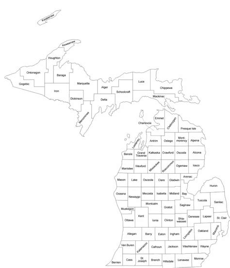 Lower Michigan County Map Printable