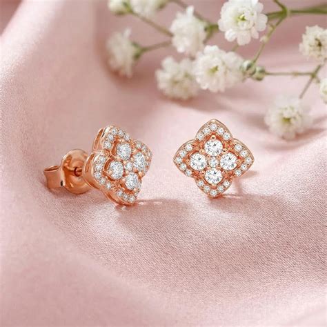 Bloom Frame Rose Gold 925 Silver Stud Earrings – Zavya