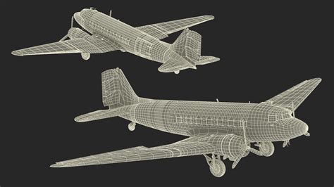 WWII Douglas C-47 Skytrain Rigged for Cinema 4D 3D | 3D Molier ...