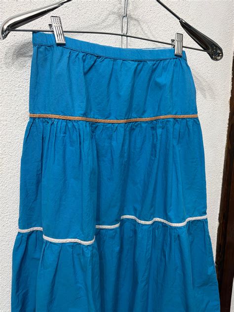 France vintage blue flare skirt | 庭vintage