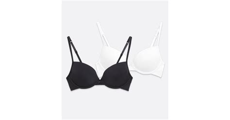 Girls 2 Pack Black and White T-Shirt Bras | New Look