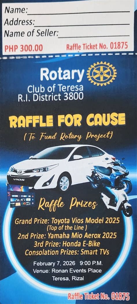 Fundraising raffle for various club community projects., Poblacion ...