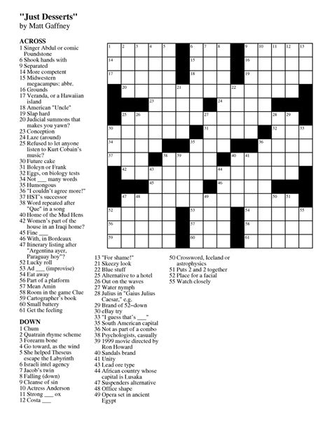 Large Print Crossword Puzzles Free Printable - Printable Coloring Free
