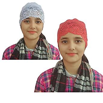 Hejabiya Cotton Lace/Net Hijab Cap Headband underscarf cap for women ...