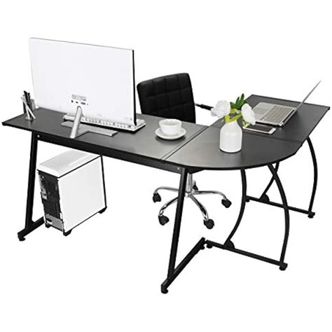 Saicool Modern L-Shaped Home Office Desk with Round | Ubuy India