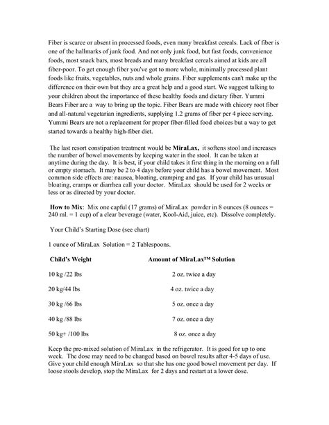 Miralax Dosage Chart For Adults
