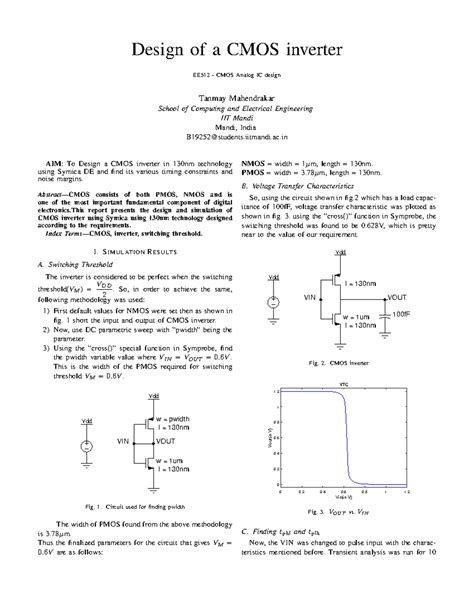 EE512 Lab Report Sample - Design of a CMOS inverter EE512 - CMOS Analog ...
