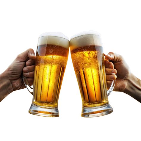 Prost Bierkrüge Zwei Klare Biergläser Treffen Aufeinander Und Jubeln