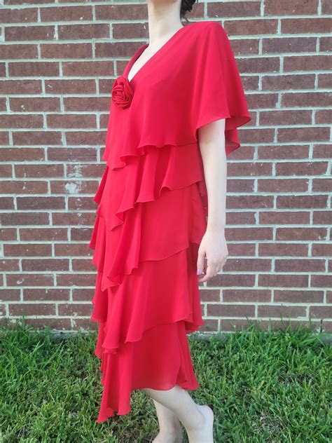 Lori Max New York Red Rosette Ruffle Tiered Flamenco Dancing Dress - Etsy