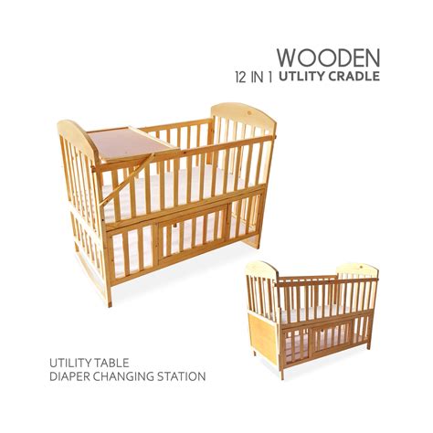 Woodbee 12-in-1 Convertible Wooden Cradle – Baby Cot, Rocker, Bed ...