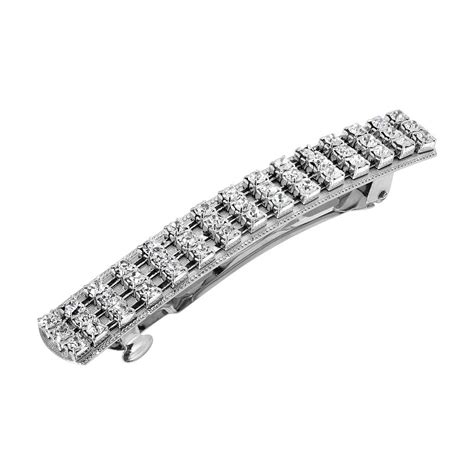 1928 Silver Tone Small Multi Simulated Crystal Hair Barrette