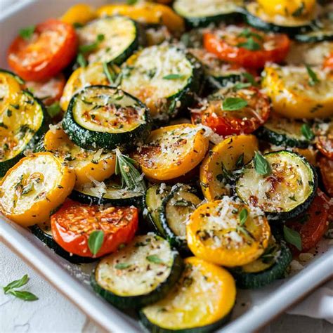 Roasted Garlic-Parmesan Zucchini Squash and Tomatoes - BeCentsational