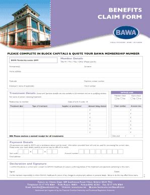 Bawa Claim Form - Fill Online, Printable, Fillable, Blank | pdfFiller