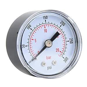 Pressure Gauge, 1/8" BSPT Thread Back Connection Air Pressure Gauge ...