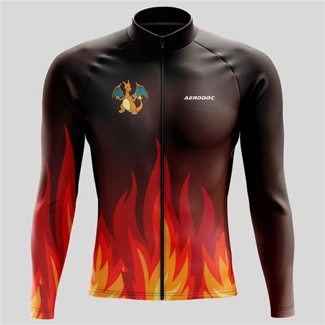 Aerodoc Phoenix Flame Cycling Jersey – Long Sleeve, Breathable, Fire-I