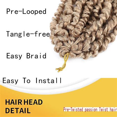 Buy 6packs Short Blonde Pre-Twisted Passion Twist Crochet Hair 12inch ...