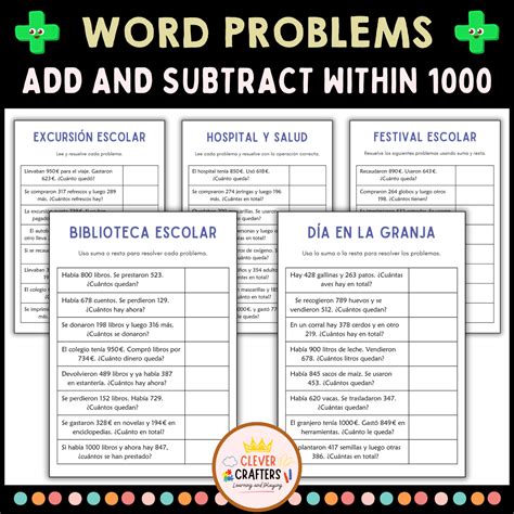 Addition and Subtraction Word Problems Within 1000 Worksheets in ...