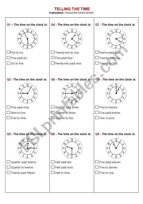 Image result for Time Worksheet Multiple Choice