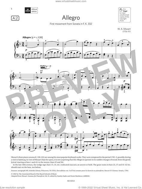 Allegro (Grade 8, list A2, from the ABRSM Piano Syllabus 2023 and 2024 ...