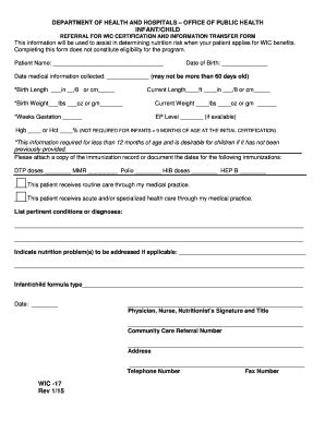 INFANT/CHILD WIC -17 Rev 1/15 - Louisiana Department Of Health ...