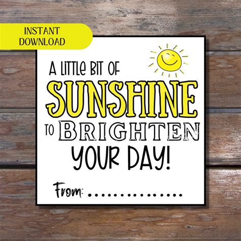 A Little Sunshine to Brighten Your Day Tag - Printable - Thoughtful ...