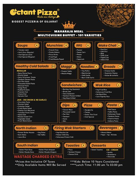 Menu at Octant Pizza Vastral Biggest Pizzeria in Ahmedabad Best ...