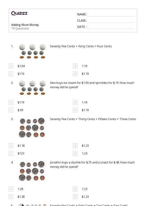 50+ Adding Money worksheets on Quizizz | Free & Printable