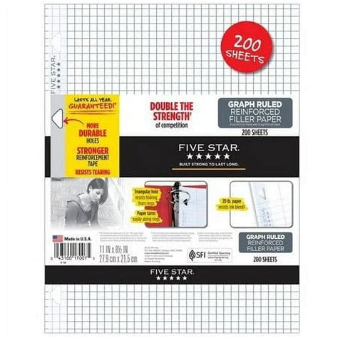 FIVE STAR 200ct Graph Ruled Filler Paper with Reinforcement India | Ubuy