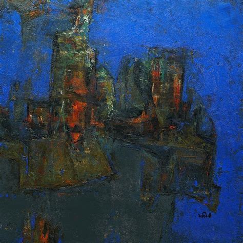 "Agyaat Blue Two": Blue Acrylic Painting by Ashwini Borse | ArtZolo.com