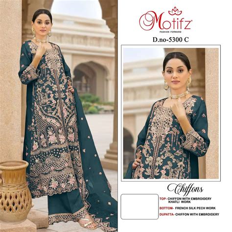 Motifz 5300 Chiffon Pakistani Suit Wholesale Surat Catalogue – Amrah ...
