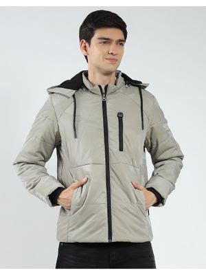 Buy Monte Carlo Men Grey Solid Hooded Jacket (S) Online