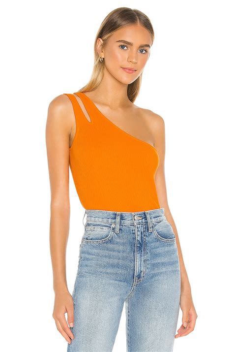 Autumn Cashmere Rib Slash One Shoulder Tank in Mandarin | REVOLVE