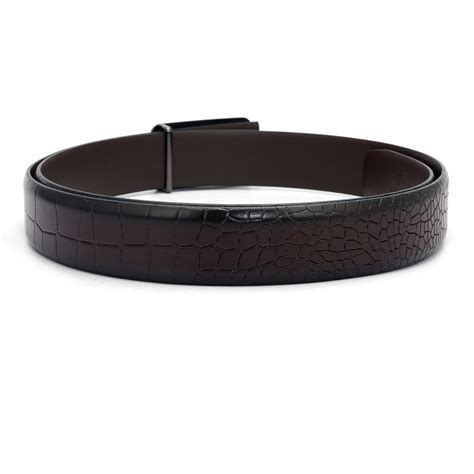 Formal Croco Leather Mens Belt - Brown – Da Milano