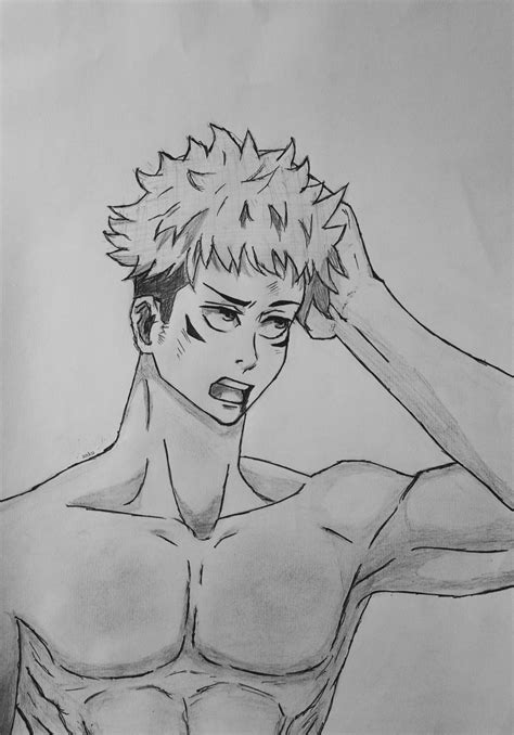 Itadori Yuji, Jujutsu Kaisen | Sketches, Pencil sketch, Jujutsu - sketch of yuji itadori